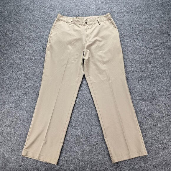 Adidas Climalite Pants Mens 34x32 Beige Flat Front Chino Golf Performance‎ - Picture 1 of 11